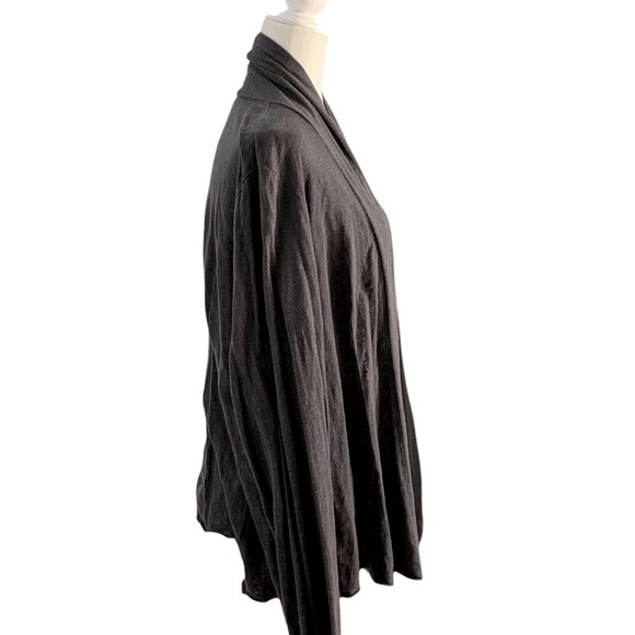 Eileen Fisher 100% Linen Graphite Raw Hem 3/4 Sleeve Open Cardigan Size XL - Picture 3 of 5